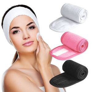 lot 18265 image: Denfany Spa Facial Headband Adjustable Microfiber 3 Pack