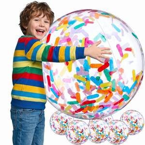 lot 18269 image: Civaner 10 Pcs Inflatable Glitter Beach Balls 16 Inch Confetti Pool Ball