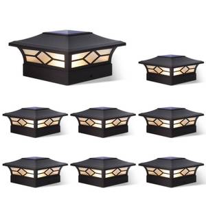 lot 19677 image: JOFIOS Solar Post Cap Lights 8 Pack Waterproof for 4x4 WoodVinyl Posts Black