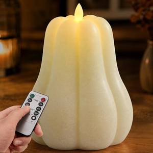 lot 19684 image: Mythcloud Pumpkin Wax LED Candle with Remote Control and Timer