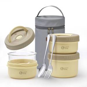 lot 19687 image: MINSEAD Glass Bento Lunch Box Set 3 Pcs 15 Oz 22 Oz Yellow