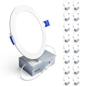 lot 19689 image: Ensenior LED Recessed Ceiling Light 6 Inch 6000K 1200LM 12W 120V 16 Pack  Retail $129.98