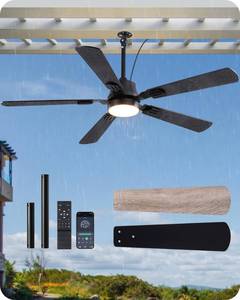 lot 19692 image: EDISHINE 52-Inch Outdoor Ceiling Fan with Light 5200 CFM  Retail $119.99