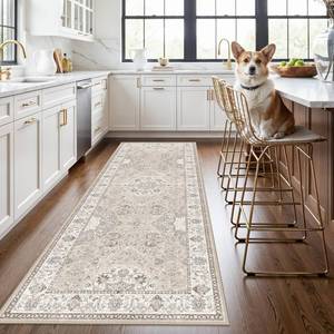 lot 19698 image: HY HAO YUN LAI Kitchen Runner Rug 3x8 Beige Indoor Low-Pile Washable