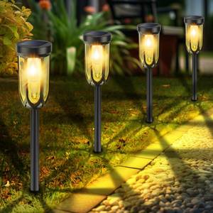 lot 19713 image: Ornnut 4 Pack Solar Pathway Lights Outdoor IP65 Waterproof Auto OnOff