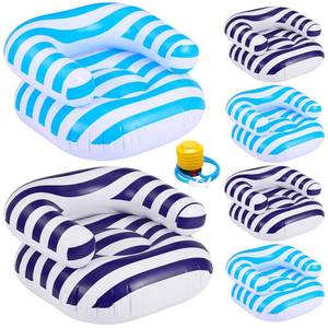 lot 19715 image: Seenelling Inflatable Blow Up Chair 4 Pcs Navy Blue & Light Blue