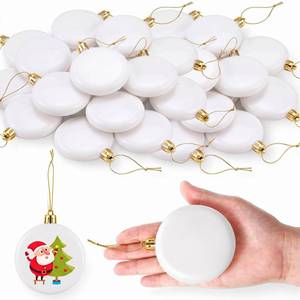 lot 19729 image: Zubebe 24 Pcs White Flat Disc Blank Christmas Ornaments 3.15 Inch