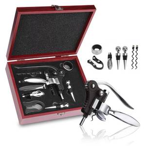 lot 19732 image: Wine Bottle Opener Set 8 PCS Corkscrew with Wood Case