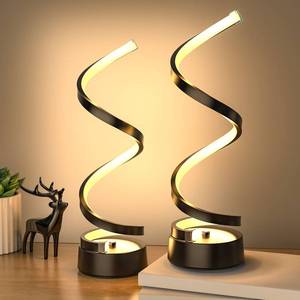 lot 19733 image: Table Lamp Set of 2 Black Dimmable Spiral Design