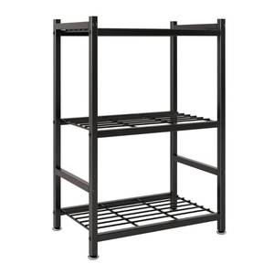 lot 19743 image: Tujurich 3-Tier Metal Storage Shelving Unit, Black, 17.7 x 11.8 x 29.9 In