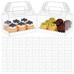 lot 19756 image: SEUNMUK Clear Gable Bakery Gift Boxes with Handles 6.5 x 3.5 x 3.5 in 100 Pack