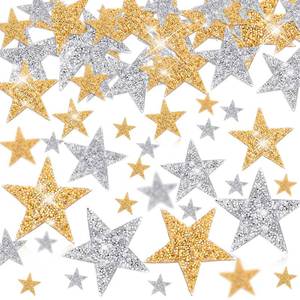 lot 20261 image: Geosar Iron On Star Rhinestone Patches Gold Silver 60 Pcs 0.79in-3.15in