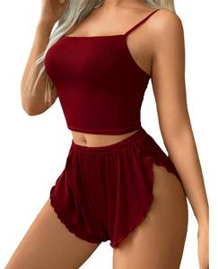 lot 20273 image: Avidlove Womens 2 Piece Pajama Set Lingerie Sleepwear Wine Red Size L