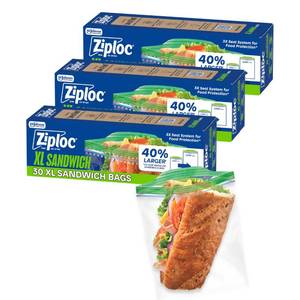 lot 20276 image: Ziploc XL Sandwich and Snack Bags, 90 Count