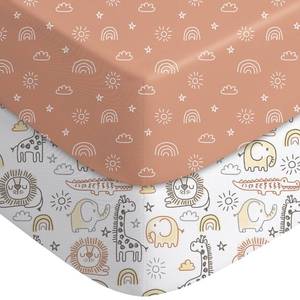lot 20288 image: Yoofoss Pack and Play Fitted Sheets 38x26 Animals 2-Pack