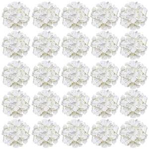 lot 20304 image: FagusHome Silk Hydrangea Heads Artificial Flowers 30 Pcs 7 Inch Creamy White
