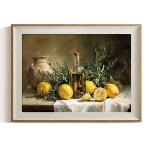 lot 20307 image: ARPEOTCY Lemon and Olive Oil Still Life Kitchen Wall Art Framed Canvas 12x16