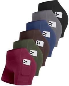 lot 20316 image: CHRLEISURE Womens Biker Shorts 5 Inch High Waisted 6 Pack Medium