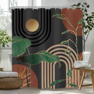 lot 20318 image: Glawry Dark Brown Shower Curtain 72 x 72 Inch Mid Century Bathroom Set