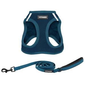 lot 20344 image: Best Pet Supplies Voyager Air Mesh Dog Harness and Leash Combo, Blue Medium