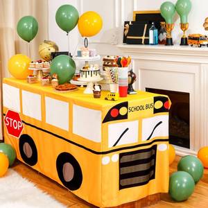 lot 20346 image: Oudain School Bus Tablecloth 6 Ft Back to School Party Table Cover
