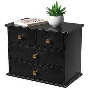 lot 1011 image: JNFUZ Oak Wooden Desk Organizer with 4 Drawers, 13 x 7.5 x 10.2 Inch