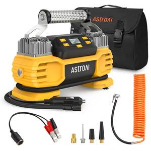 lot 1015 image: AstroAI T2 160 PSI 12V DC Tire Inflator Pump Auto Shutoff Digital Screen Yellow
