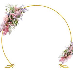 lot 1017 image: Putros Round Backdrop Stand 8ft x 7ft Gold Circle Balloon Arch