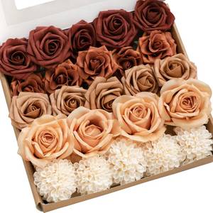 lot 1024 image: Lings Moment Artificial Flowers Silk Roses Foam Dahlia Amber
