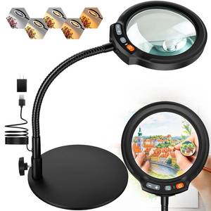 lot 1027 image: Haotor Magnifying Glass with Light and Stand, 30X 10X 5-Inch Lens LED