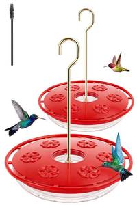 lot 1033 image: Feed Garden Saucer Hummingbird Feeder 16oz 2 Pack Red
