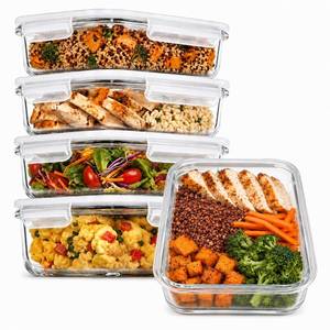 lot 1037 image: PrepNaturals Glass Meal Prep Containers 5 Pack 30oz 1 Compartment