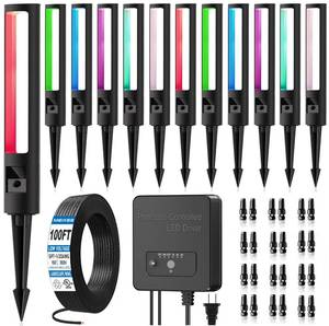lot 1930 image: MEIKEE 5W RGB Landscape Path Lights Low Voltage 12-24V With 120W Transformer  Retail $195.99