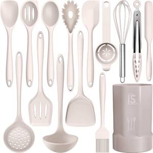 lot 1932 image: AOTHOD Silicone Cooking Utensil Set 446°F Heat Resistant 14 Piece
