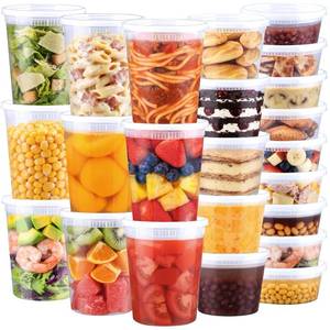 lot 1934 image: BYSNOW Deli Food Storage Containers with Lids 8 Oz 16 Oz 32 Oz 60 Piece Set