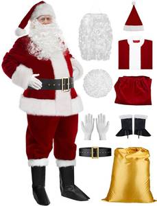 lot 1945 image: Mannice Santa Claus Costume for Men 9-Piece Velvet Adult Set  Retail $119.99