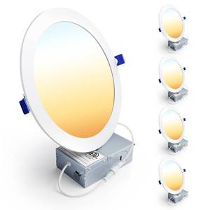 lot 1964 image: Ensenior 4 Pack 8 Inch LED Recessed Light 5CCT Dimmable Canless Wafer