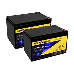 lot 1965 image: SEFEPODER 12V 20Ah LiFePO4 Deep Cycle Battery 2 Pack with 40A BMS