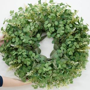 lot 1986 image: Dushle 26-Inch Artificial Eucalyptus Wreath for Front Door Spring Summer Green