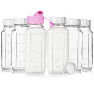 lot 1990 image: Glass Breast Milk Storage Bottles 16 Oz 6 Pack with Lids