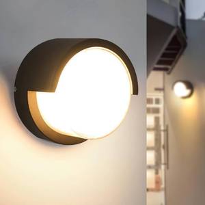lot 1996 image: Aiwewin Round Outdoor Wall Sconce 12W 3200K 6.7 Inch Matte Black