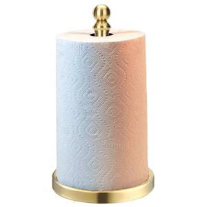 lot 2052 image: Exilon Paper Towel Holder Countertop Weighted Stainless Steel Base Brushed Gold