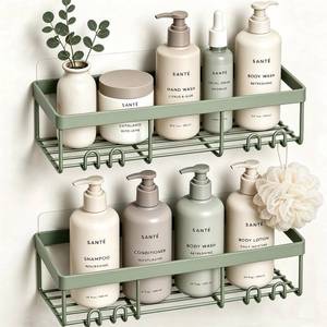 lot 2053 image: Moforoco Shower Caddy Shelf Organizer, Black Stainless Steel Wall Mount