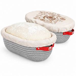 lot 2054 image: RICCLE Banneton Bread Proofing Basket Set, 2 Oval Sourdough Baskets