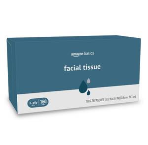 lot 2072 image: Amazon Basics Facial Tissue 2-Ply 160 Count