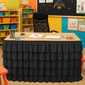 lot 2089 image: Wokuaile Teacher Desk Skirt Black Tutu Table Skirt for Classroom 9FT