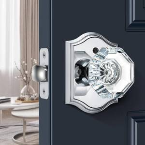 lot 2093 image: Calzibeno Chrome Crystal Privacy Door Knob with Lock, 1 Pack