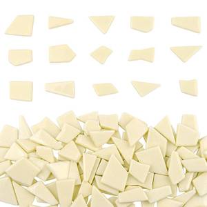 lot 2103 image: Youway Style Glossy Ivory Glass Mosaic Tiles 7.05 oz Irregular Shapes