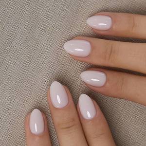 lot 2142 image: CurvLife Extra Short Oval Press On Nails Nude Harmony Milky White Soft Gel
