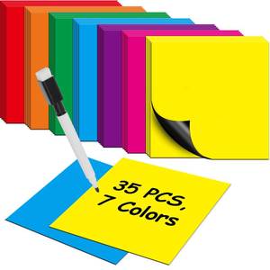 lot 2143 image: Vantasii Magnetic Dry-Erase Sticky Notes 35 PCS 7 Colors 3 x 3 Inch